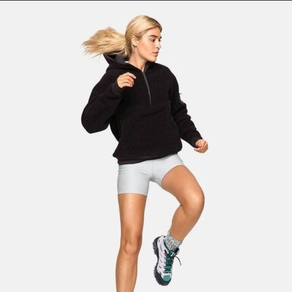 Outdoor Voices Megafleece Half-Zip Hoodie, black, XS